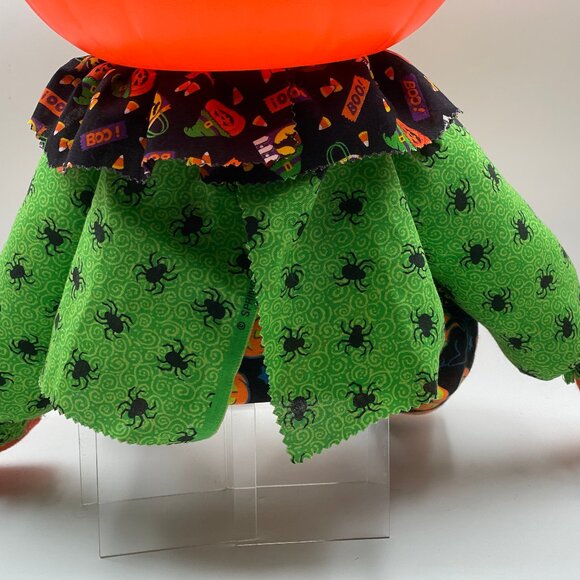 Halloween Pumpkin Head Doll Treat Candy Bucket Seated Handmade Vintage Decor - Picture 8 of 9